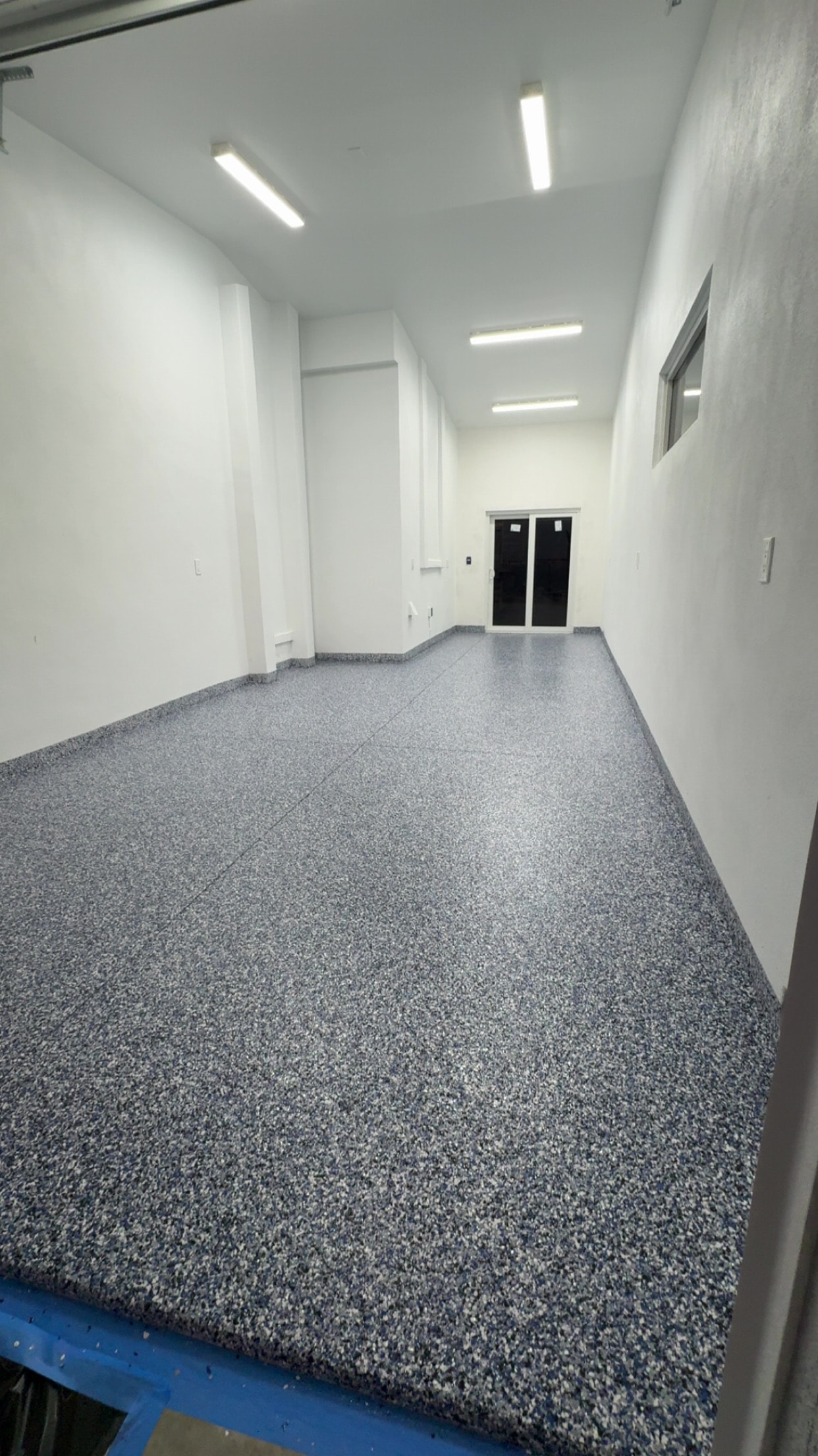 Commercial Corridor — Blue Epoxy Flake System